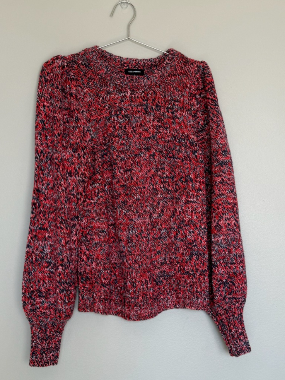 525 America‎ Women's Multicolor Balloon Sleeve Crew Neck Pullover Sweater
